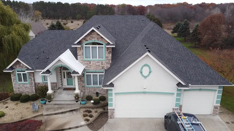 A roof replacement viewed from above in Ham Lake